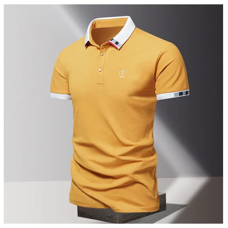 2024 Summer New Men's Pure Cotton Short sleeved T-shirt for Men's High end Casual Lapel Half Sleeved Polo Shirt Men's Top