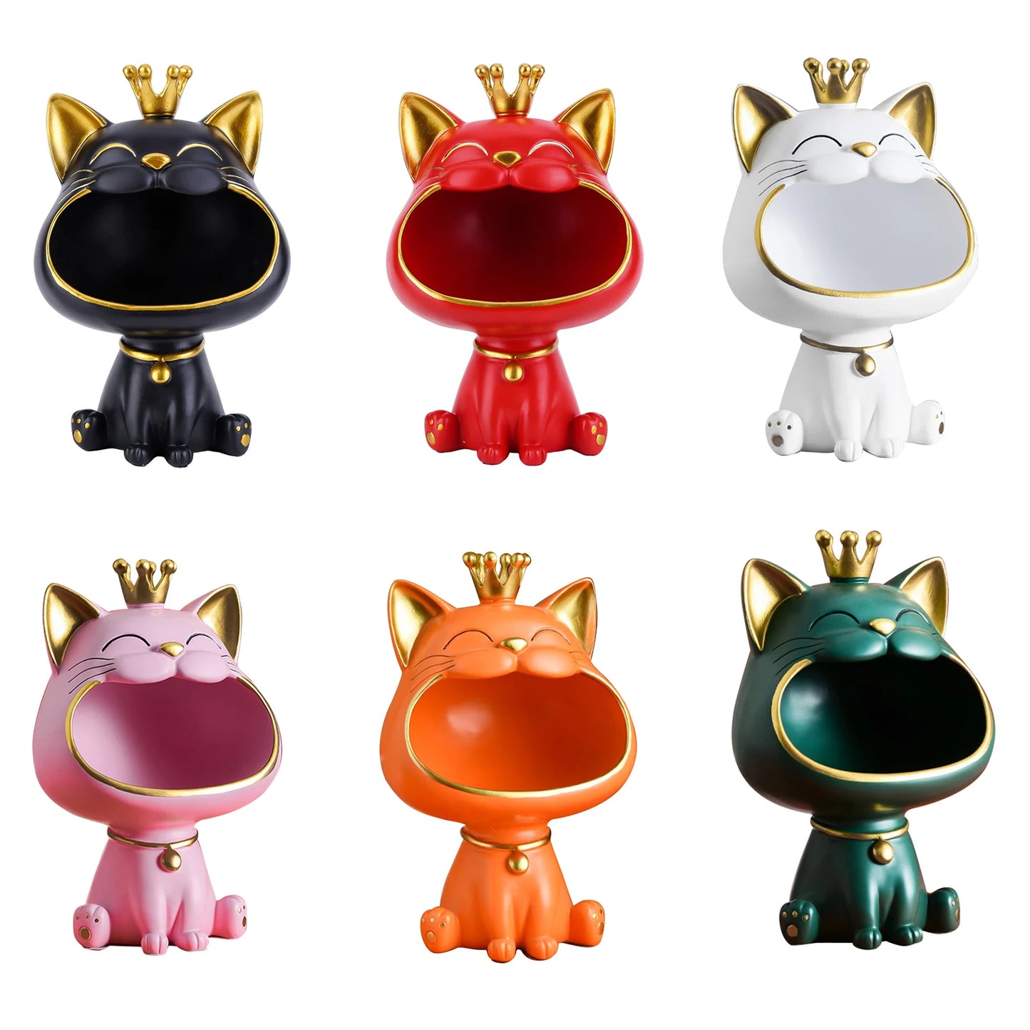 Lucky Cat Storage Statue | Resin Desktop Organiser & Home Décor Ornament