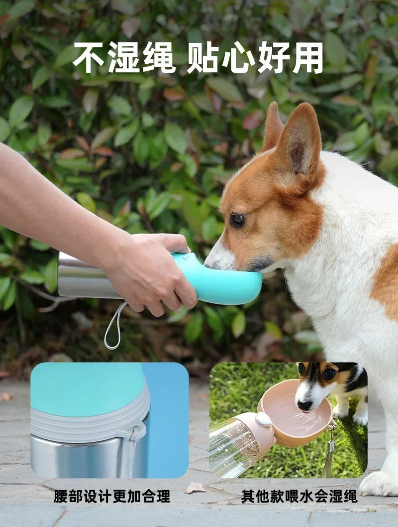 Double-layer 304 Stainless Steel Pet Thermos Cup, Outdoor Portable Water Bottle for Cats and Dogs