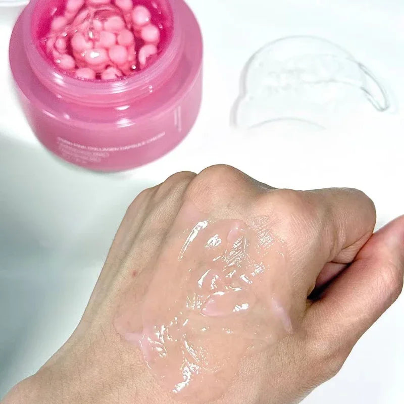 Korean PDRN Pink Collagen Capsule Cream with Niacinamide Cream for Uneven Skin Tone Lightweight Face Moisturizer Non Greasy care - PrimeNest