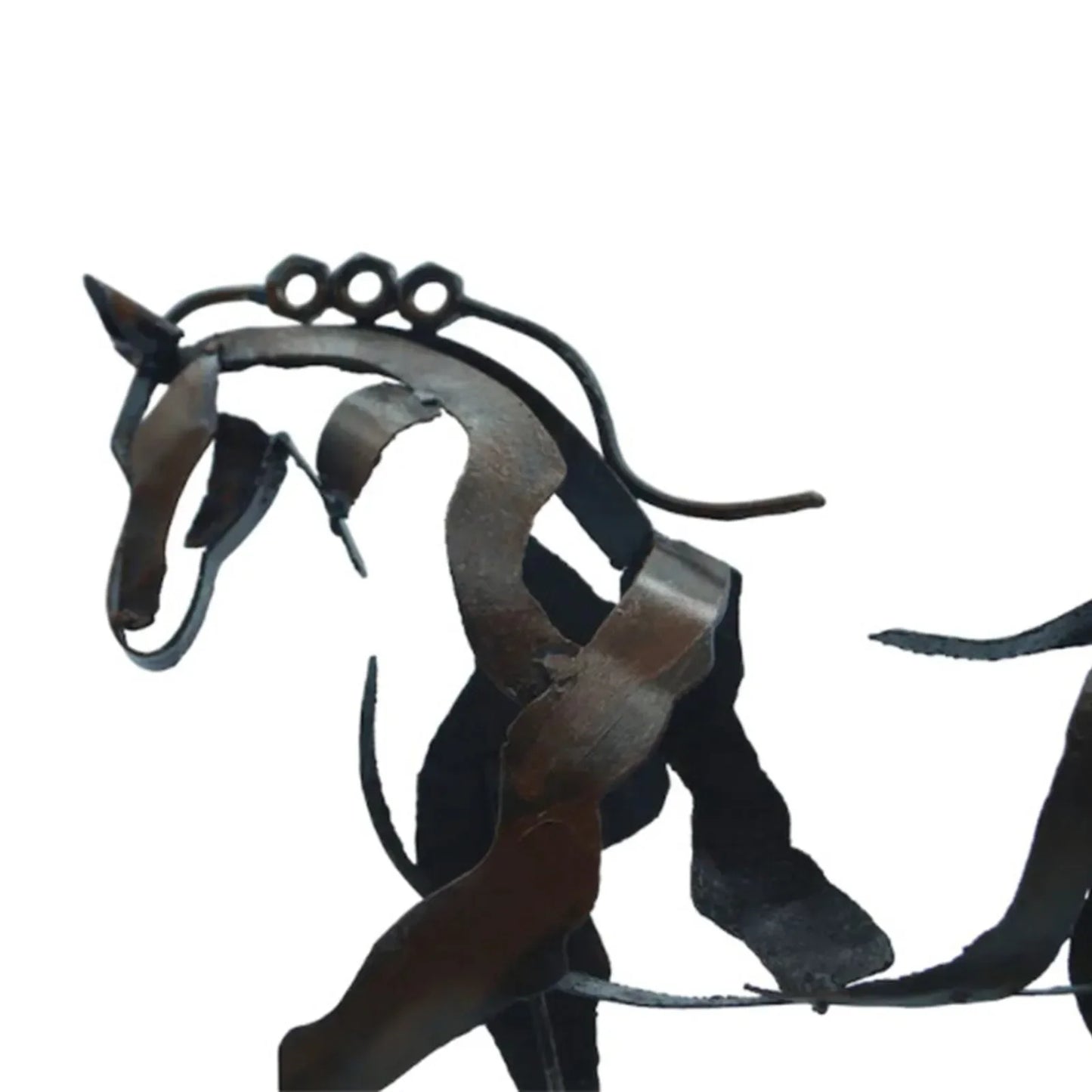 Abstract Horse Sculpture with String Lights