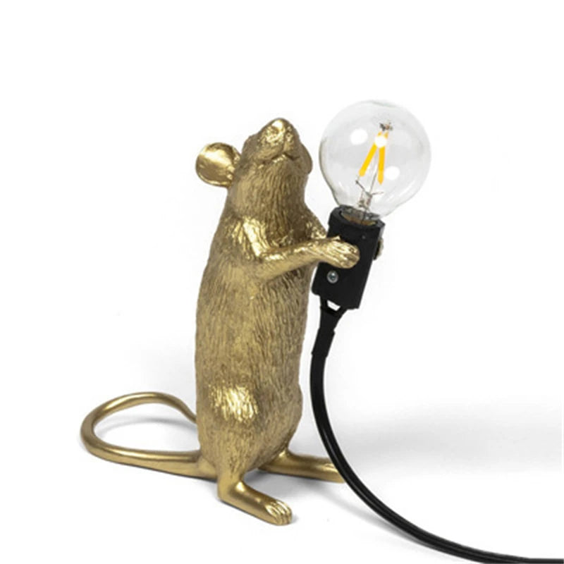 Modern Resin Animal LED Table Lamp - Mouse Cat Squirrel Design Night Light Desk Lighting Fixture for Home Decor
