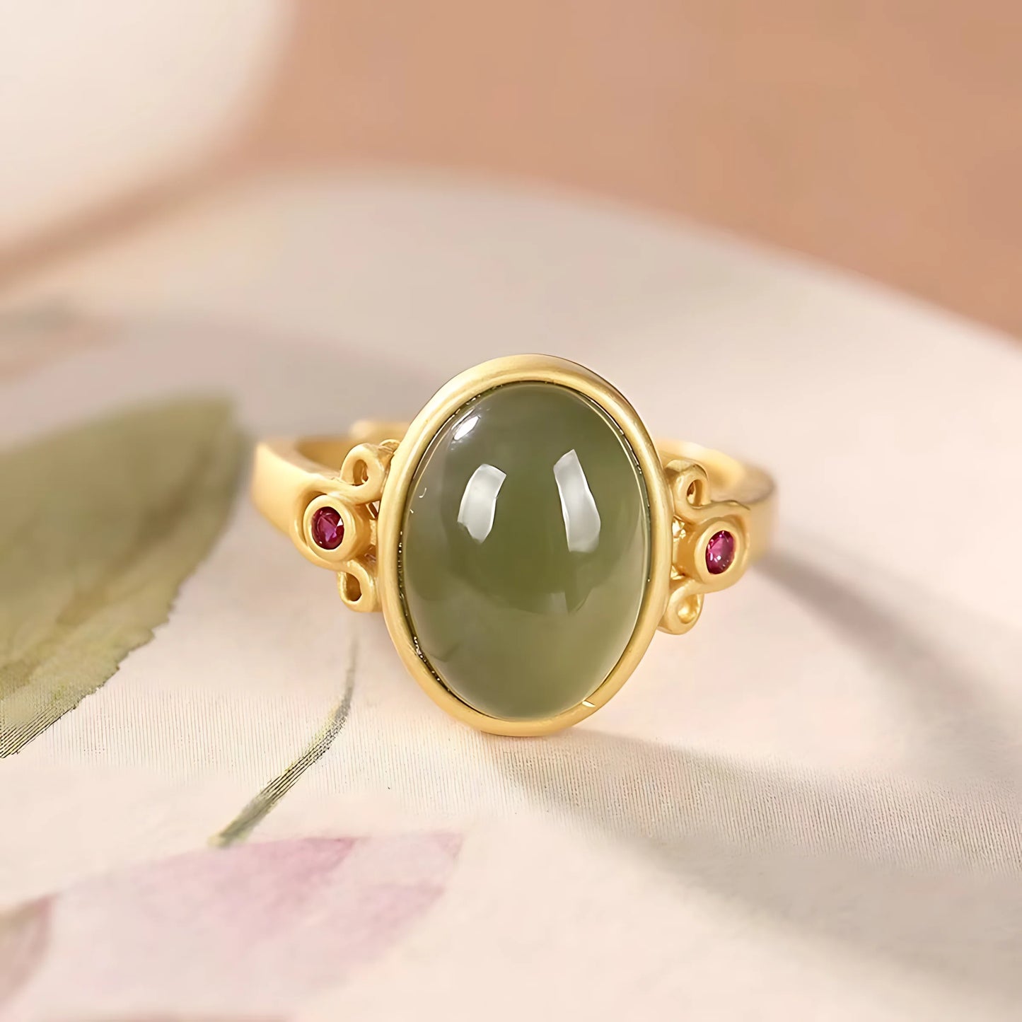 PANJBJ 925 Sterling Silver Hotan Jade Geometric Ring for Women Girl Adjustable Retro Delicate Jewelry Birthday Gift Dropshipping
