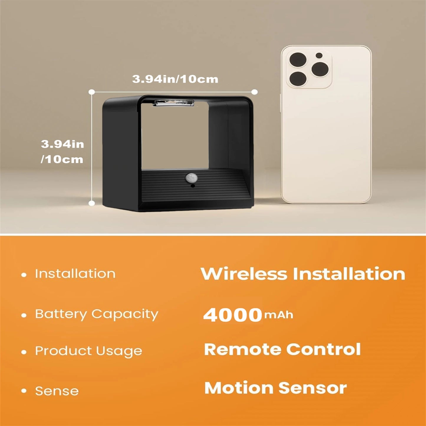 Wireless Rechargeable Battery-Powered Wall Light with Motion Sensor and Remote Control, 3-Color Wireless Wall Light, Led Indoor Up-And-Down Wall Light, 4000Mah, Adjustable Brightness, Magnetic Wall Light, Led Wall Light for B