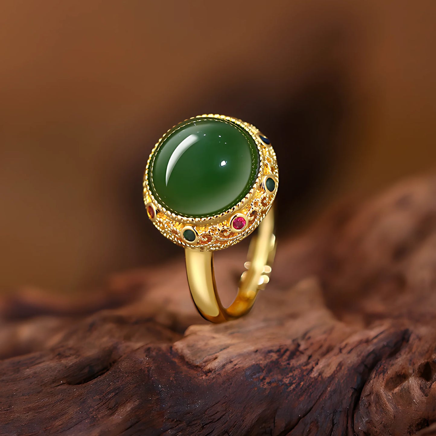 PANJBJ 925 Sterling Silver Hotan Jade Geometric Ring for Women Girl Adjustable Retro Delicate Jewelry Birthday Gift Dropshipping