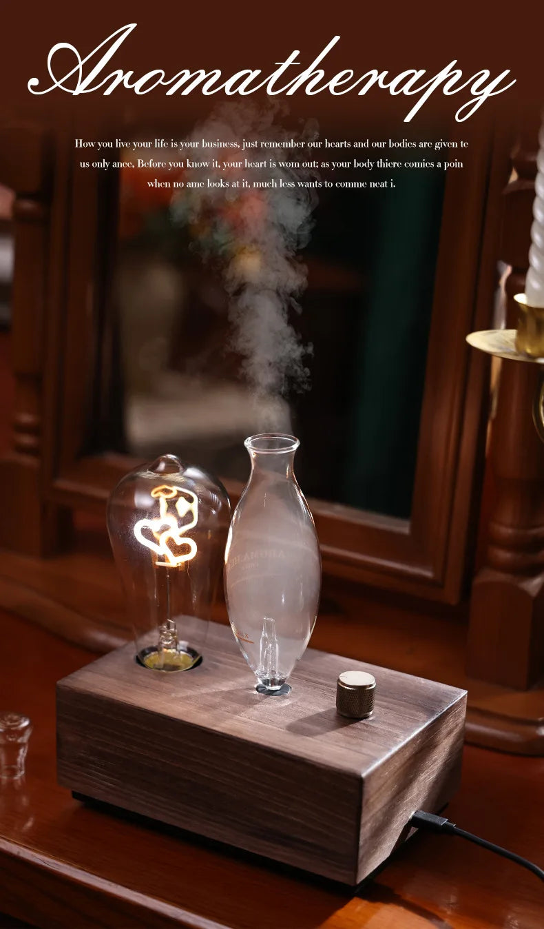 Aroma Diffuser Vintage Tungsten Filament Lamp Aromatherapy Machine Humidifier Lighting Sandalwood Pure Essential Oil Diffuser