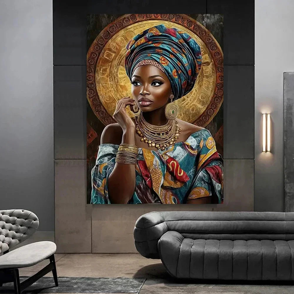 African Women Canvas Wall Art, Modern Art Figure Poster Printing, For Living Rooms, Bedrooms, Offices, Home Decoration