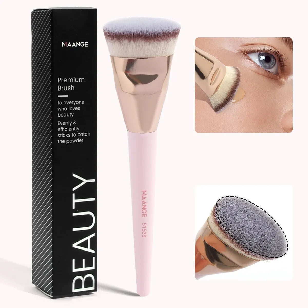 MAANGE Single Flat Round Tube Flat Head Foundation Brush With Box Powder Blush Concealer Makeup Brush Skin-friendly Makeup Tool - PrimeNest