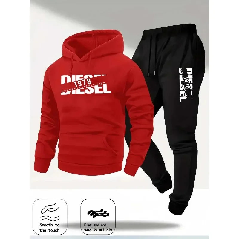 Men's Hooded Sports Tracksuit Set