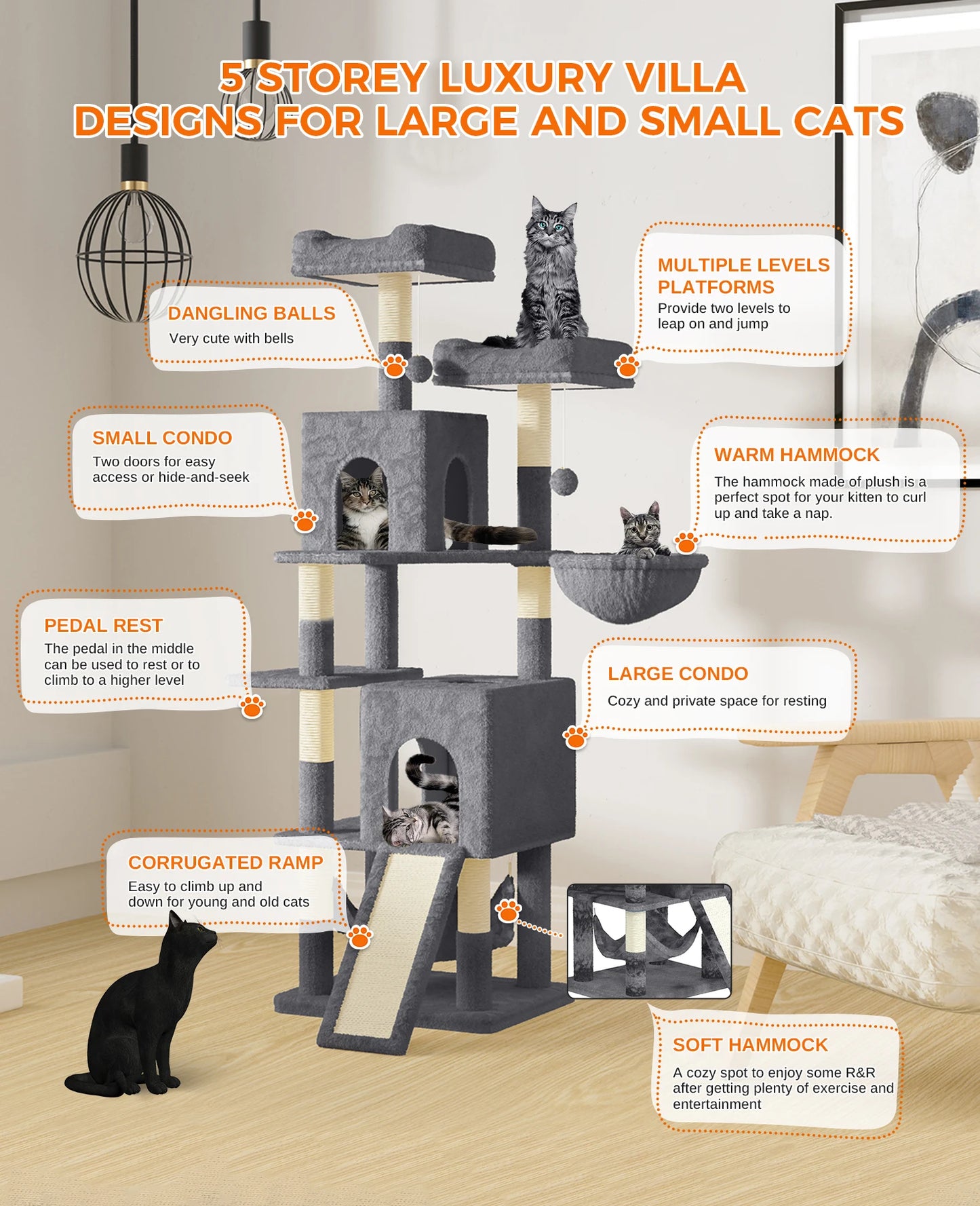 158cm Multi-Level Cat Tree