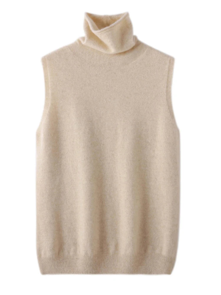 Merino Wool Sleeveless Turtleneck Vest
