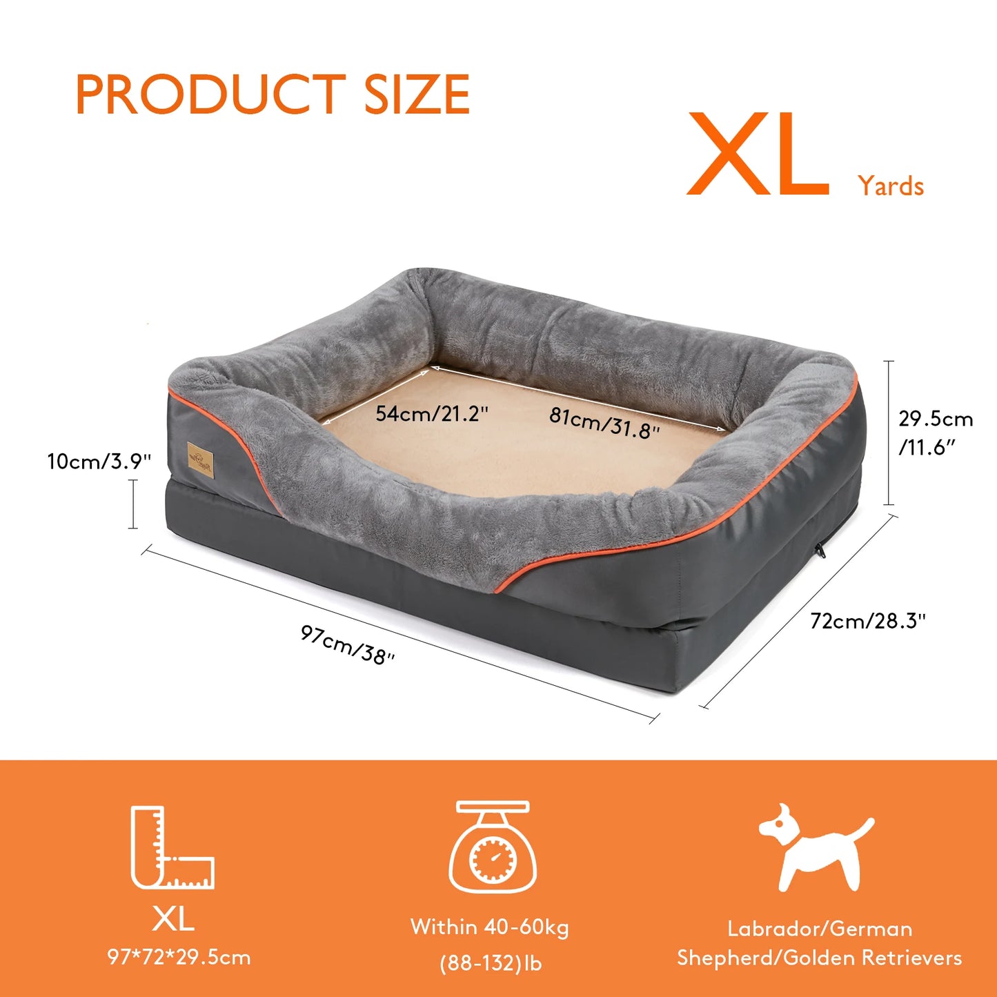BINGOPAW Large Dog Bed with Washable Cover