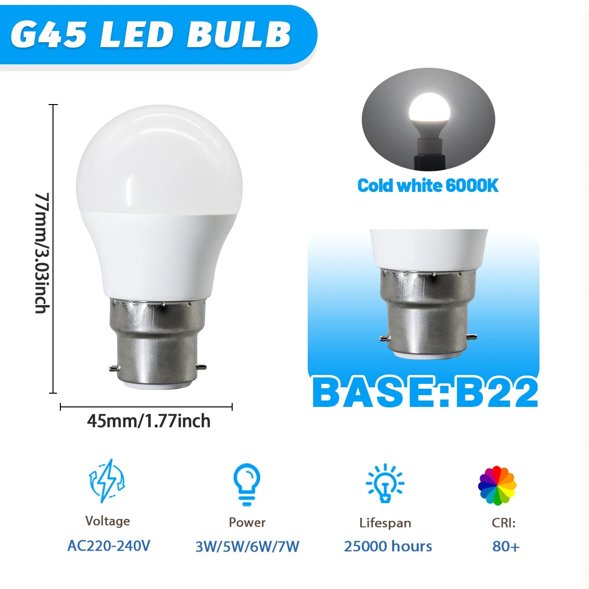1-12Pack Hight Quality E14 E27 B22 LED Light Bulb AC 220V 240V 3W-7W 80lm/w Mini Bulb Non-Flicker 3000K 4000K 6000K Lampara Led