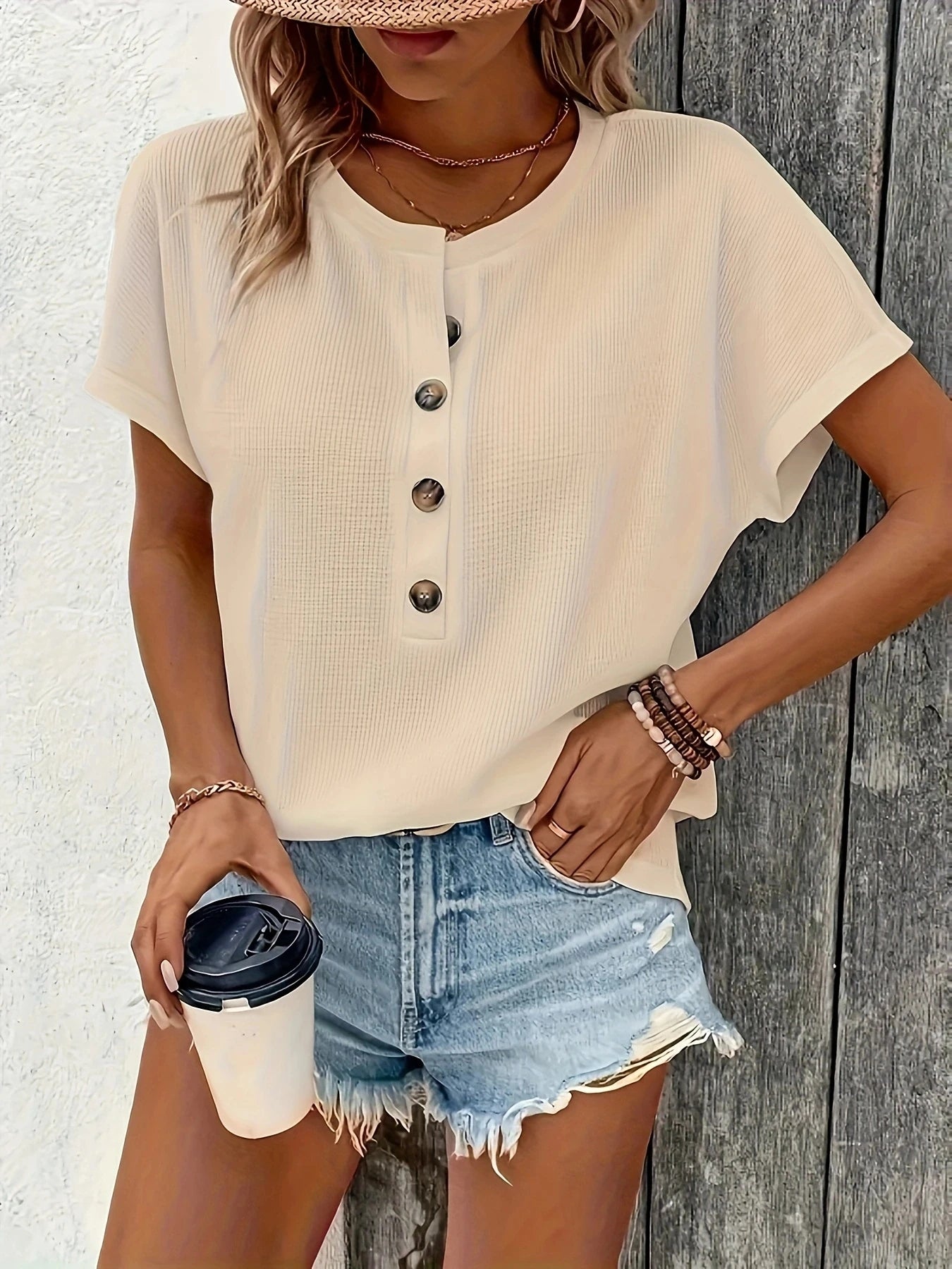 Europe and America large solid color short sleeve T-shirt women summer new loose V-neck casual all-matching three-point sleeve b