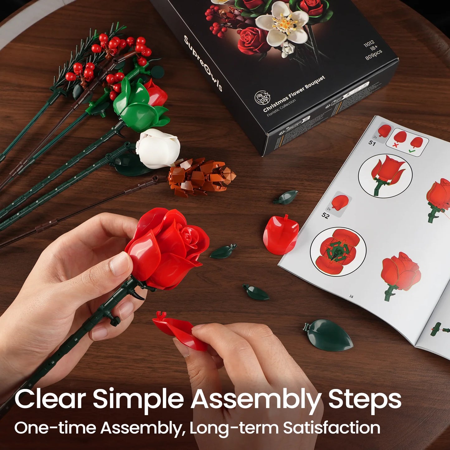 Christmas Roses Bouquet Building Blocks