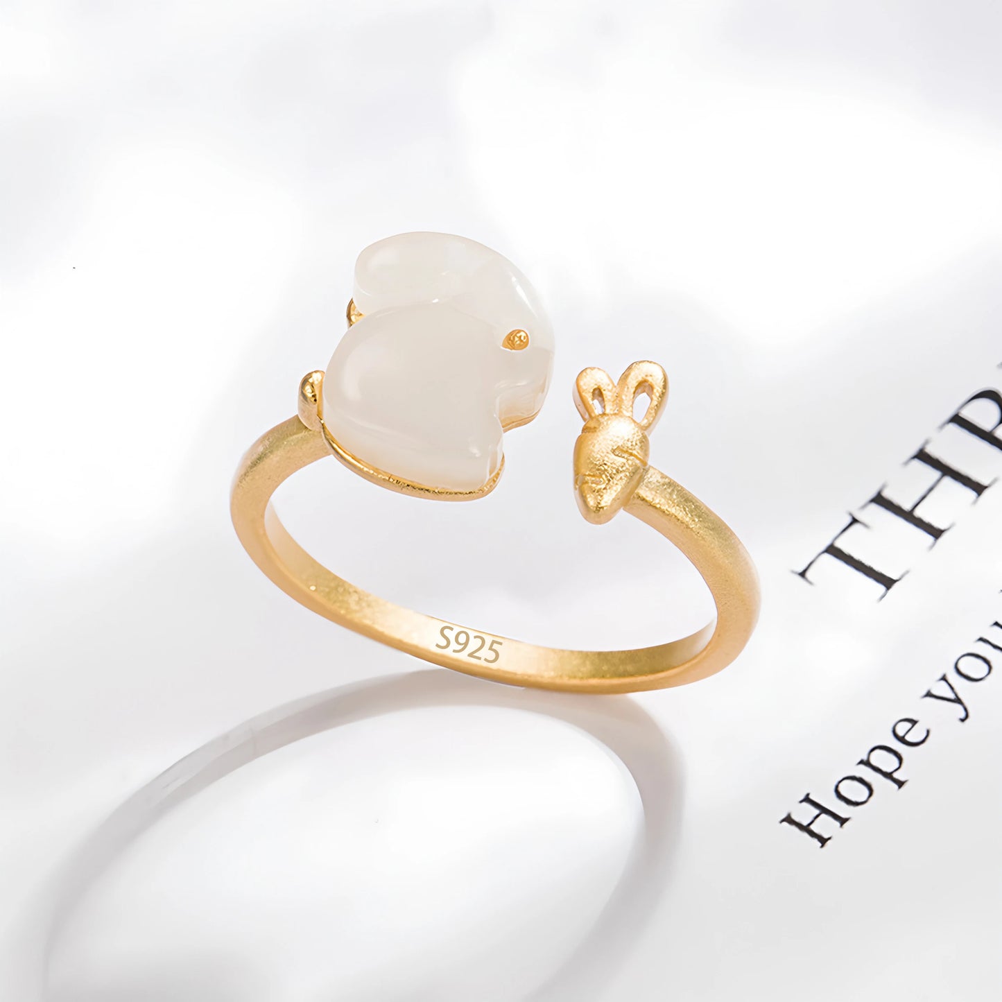 PANJBJ 925 Sterling Silver Hotan Jade Geometric Ring for Women Girl Adjustable Retro Delicate Jewelry Birthday Gift Dropshipping