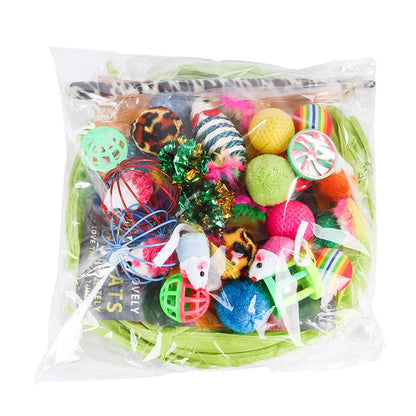 Kitten Toys Variety Pack-Pet Cat Toys Combination Set Cat Toy Funny Cat Stick Sisal Mouse Bell Ball Cat Supplies - PrimeNest