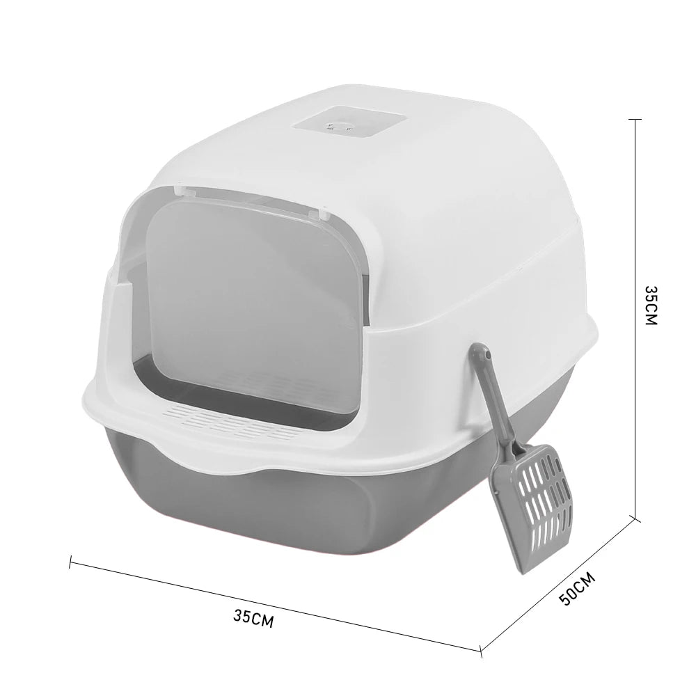 Voltsify Detachable Cat Litter Box with 180° Flip-Top & Scoop & Deodorant, 35cm W x 50 cm D x 35 cm H - PrimeNest
