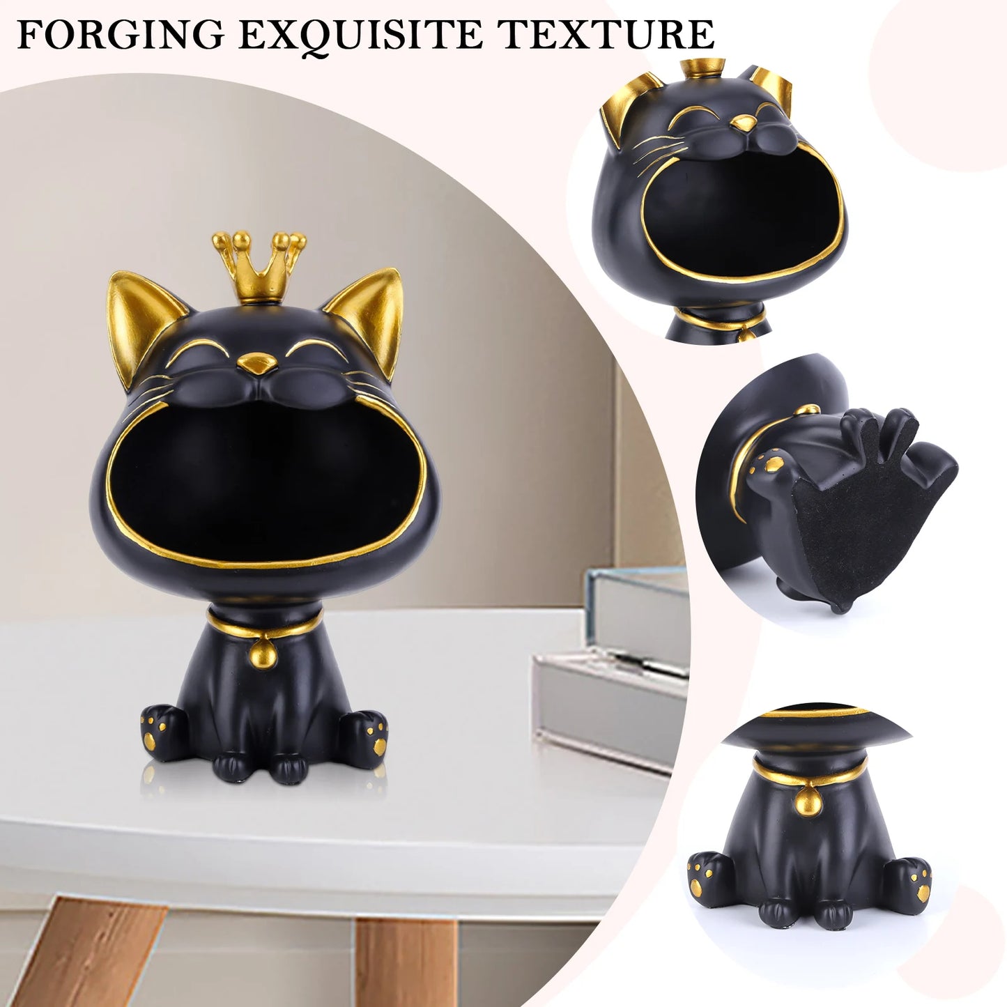 Lucky Cat Storage Statue | Resin Desktop Organiser & Home Décor Ornament