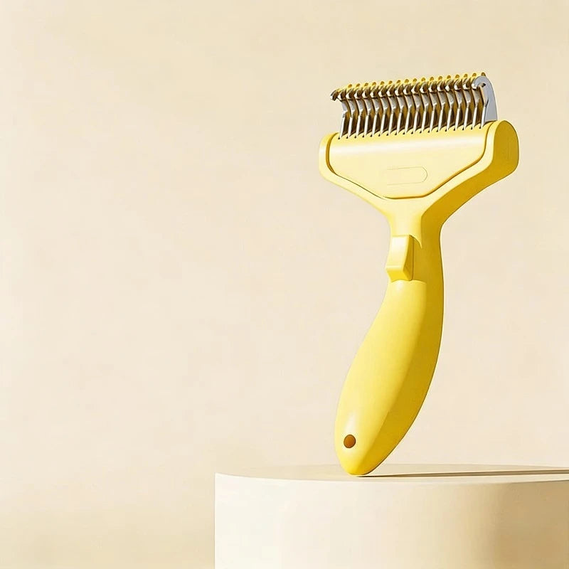 Pet Hair Removal Comb Curved Stainless Steel Teeth for Dogs Cats Detangling Brush for Long Thick Hair Professional Grooming Tool - PrimeNest