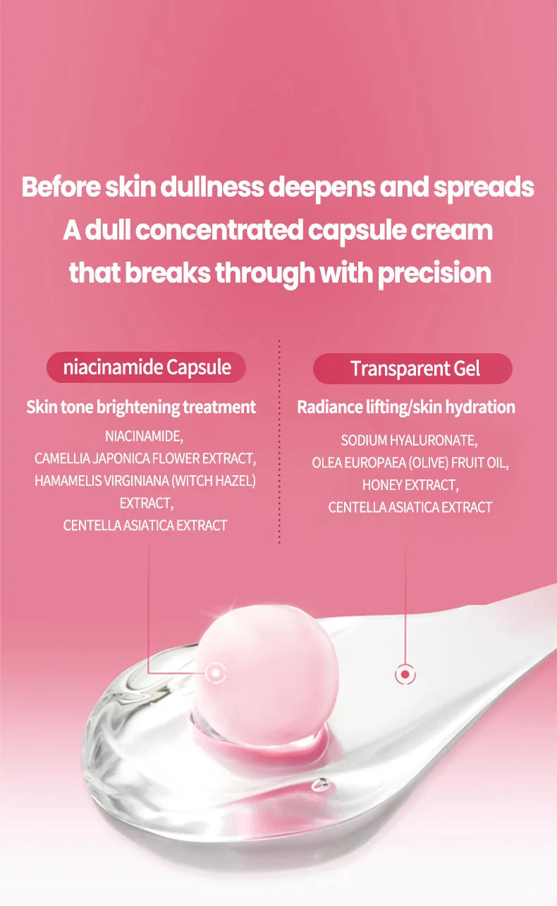 Korean PDRN Pink Collagen Capsule Cream with Niacinamide Cream for Uneven Skin Tone Lightweight Face Moisturizer Non Greasy care - PrimeNest