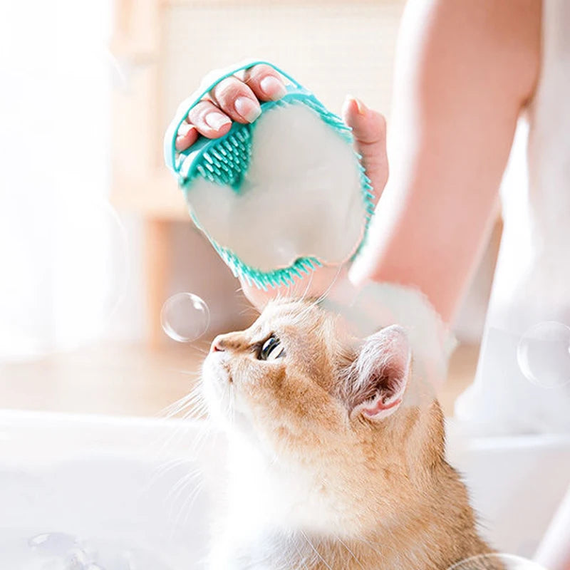 Pet Bathing Brush Soft Silicone Massager Shower Gel Bathing Brush Clean Tools Comb Dog Cat Cleaning Grooming Supplies - PrimeNest
