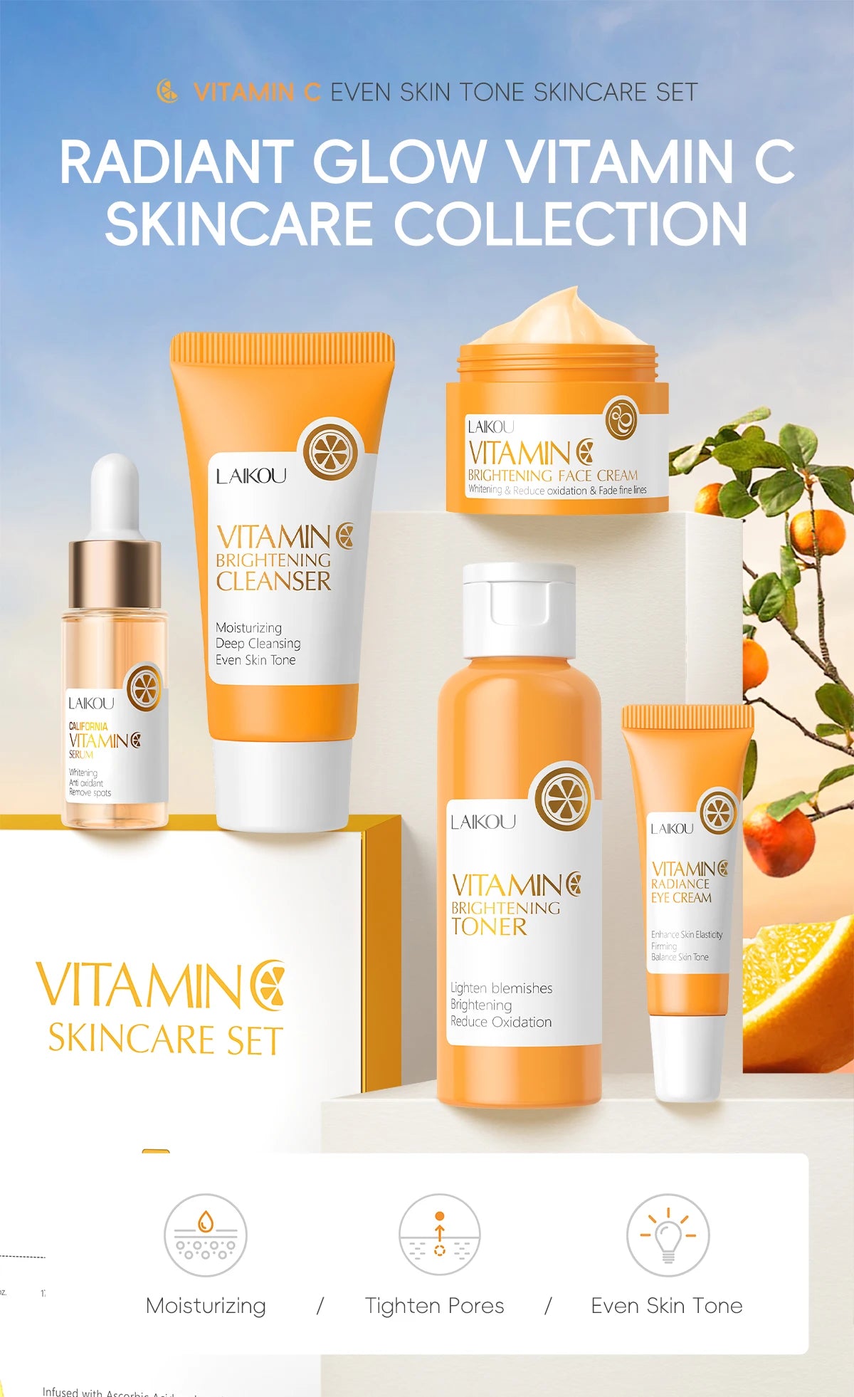 LAIKOU Vitamin C Skincare Set (5pc)