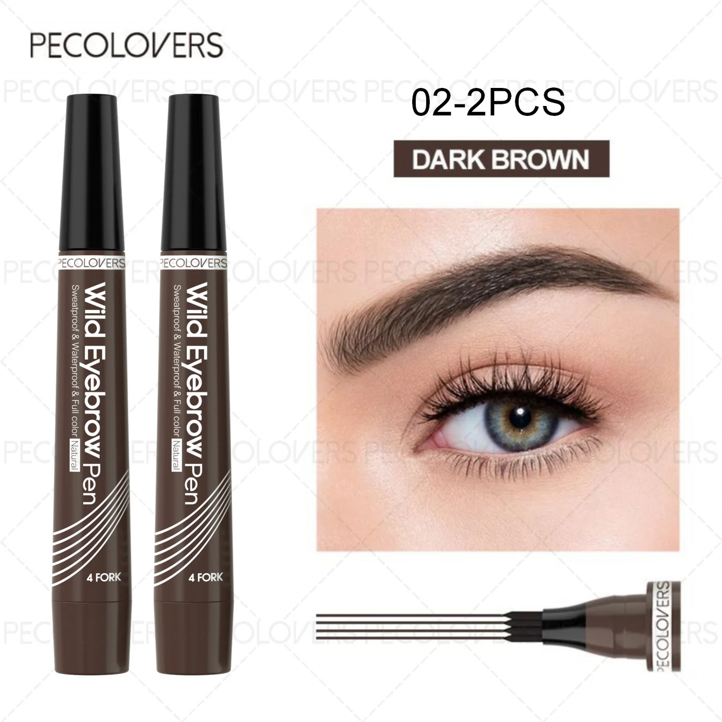 6 Colors 1pc Eyebrow Pen Waterproof 4 Split Tip Eyebrows Pen Eyebrow Tattoo Pen Waterproof Liquid Black Eyebrow Makeup Pencil - PrimeNest