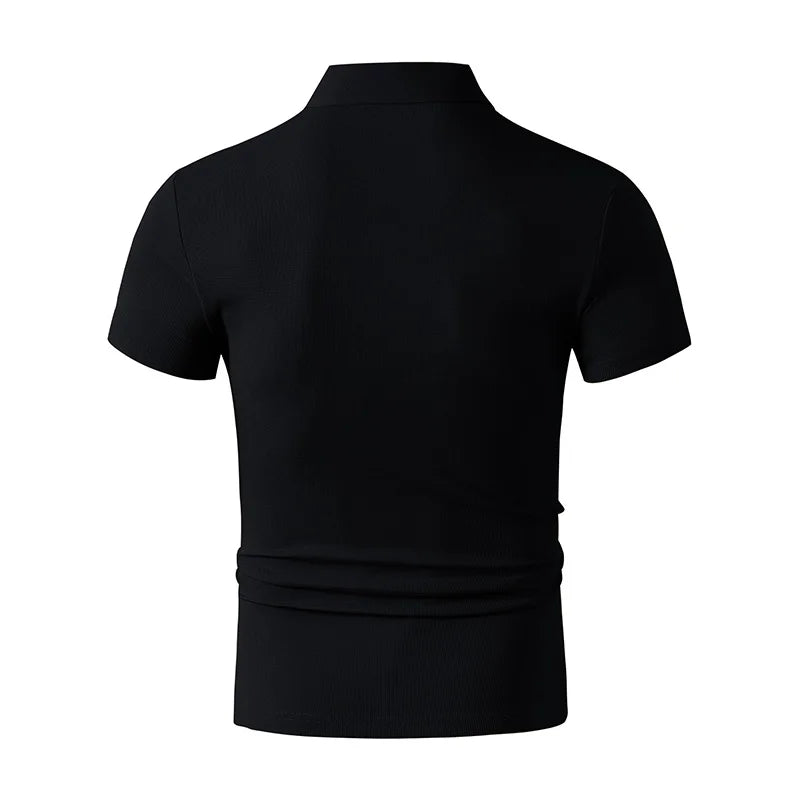 2025 New Men's Casual and Fashionable Simple Collared Short Sleeved Polo Shirt Summer Comfortable Breathable and Versatile Top
