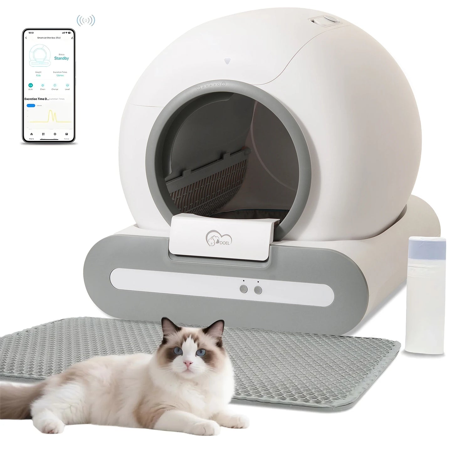 DOEL 65L Self-Cleaning Smart Cat Litter Box