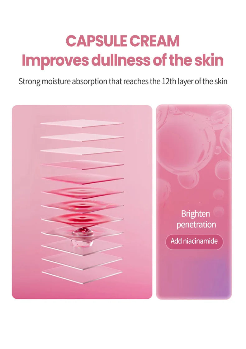 Korean PDRN Pink Collagen Capsule Cream with Niacinamide Cream for Uneven Skin Tone Lightweight Face Moisturizer Non Greasy care - PrimeNest