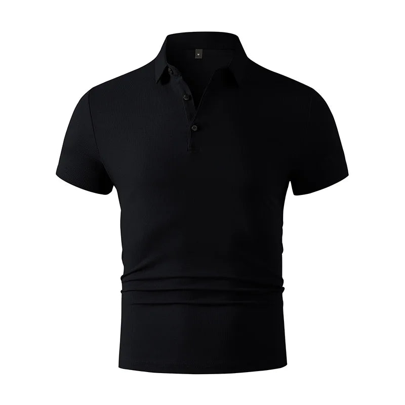 2025 New Men's Casual and Fashionable Simple Collared Short Sleeved Polo Shirt Summer Comfortable Breathable and Versatile Top