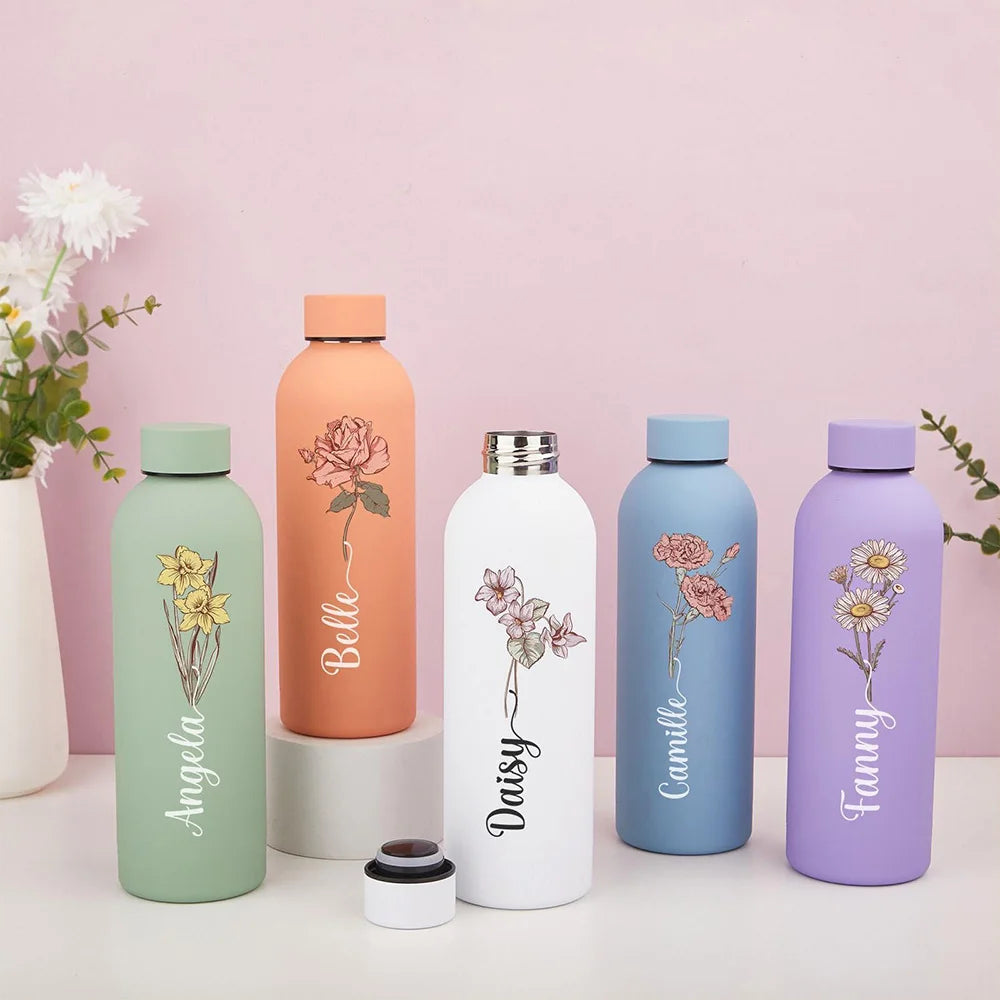 Customized floral water bottle, Portable outdoor sports insulated bottle, for outdoor camping, hiking, and travel