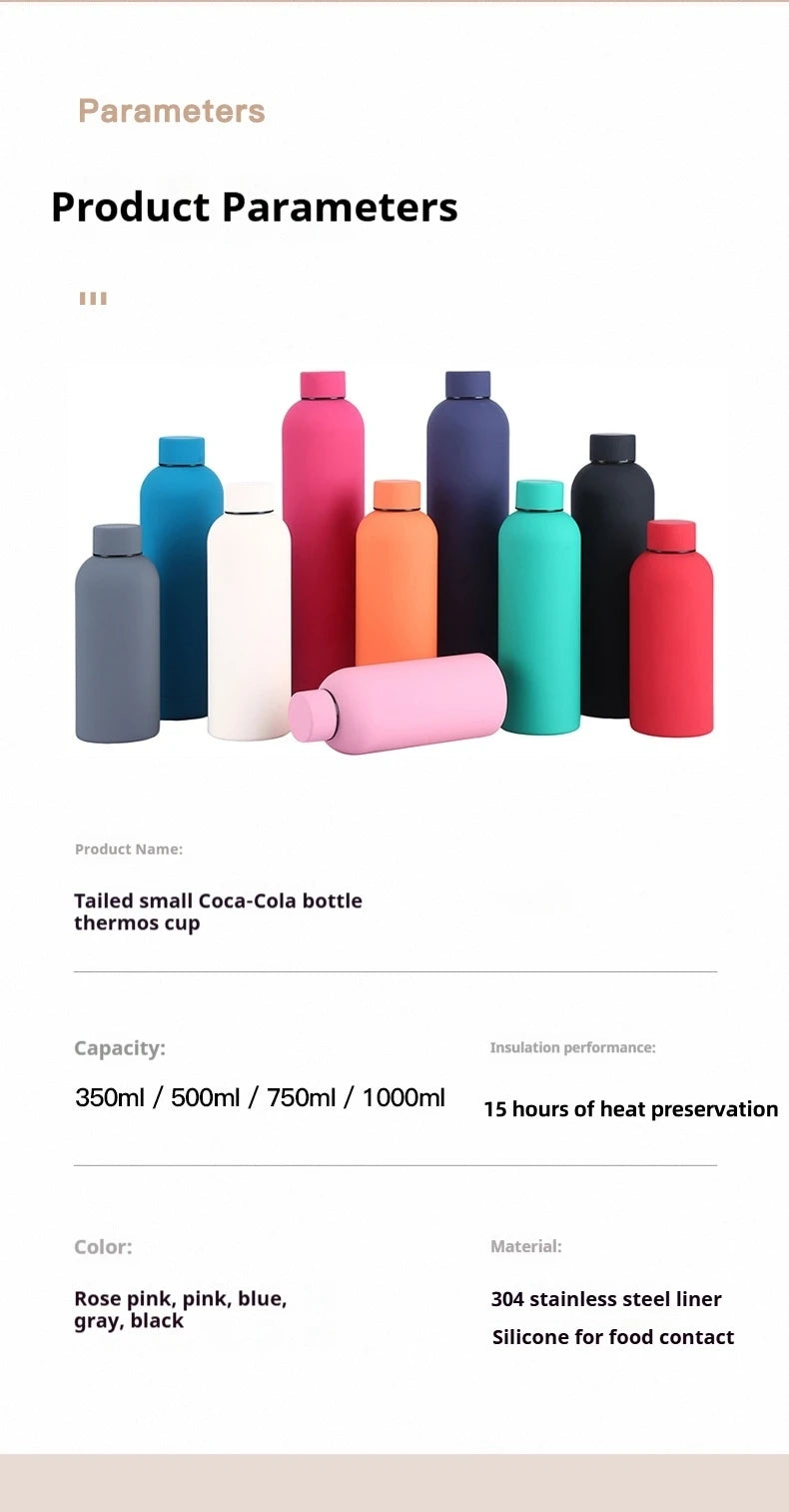 500ML Large Capacity Insulated Water Bottle Stainless Steel Vacuum Flask American Style Small Mouth Sports Insulated Coffee Mug