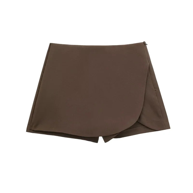 High Waist Asymmetric Mini Skort