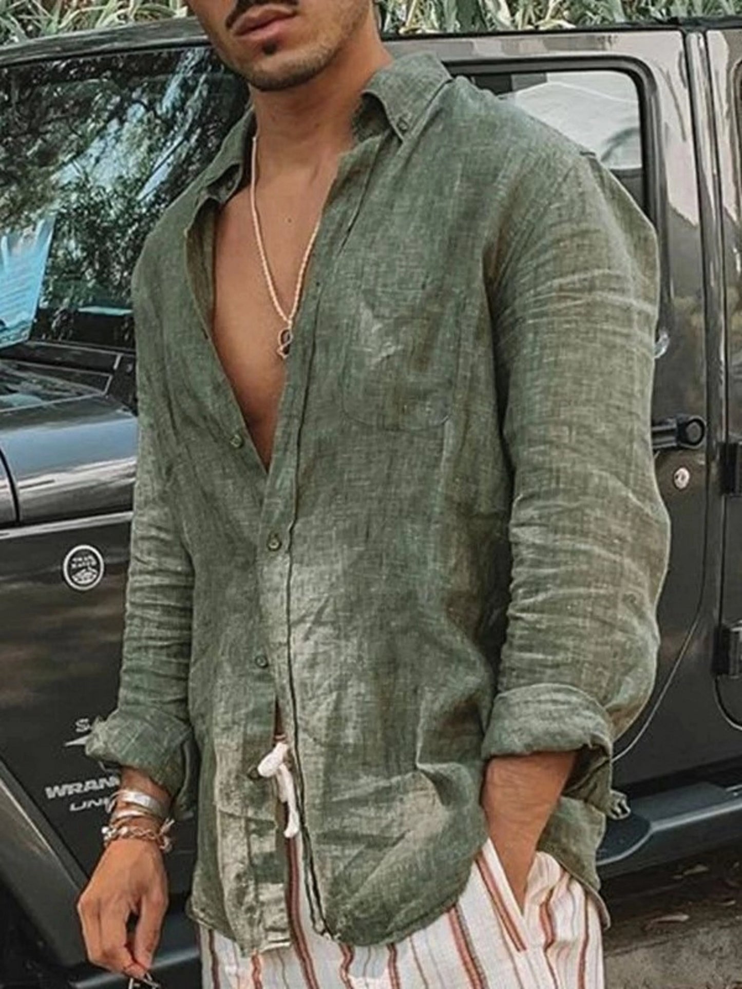 Men's Lapel Cardigan Long-Sleeve Shirt