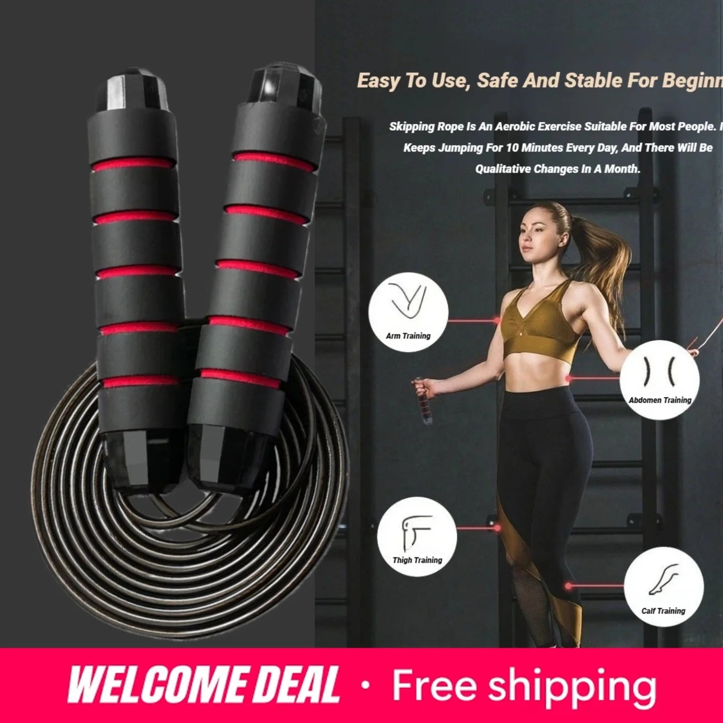 Jump Rope Steel Wire Skipping Exercise Adjustable Jumping Fitness Workout Training Home Sport Equipment Tangle-Free Student