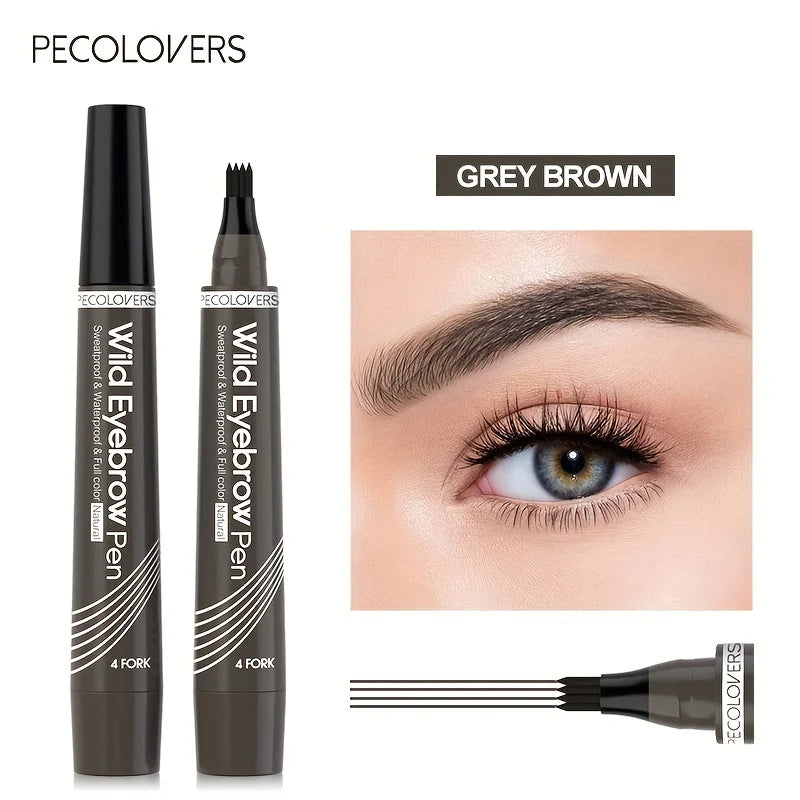 6 Colors 1pc Eyebrow Pen Waterproof 4 Split Tip Eyebrows Pen Eyebrow Tattoo Pen Waterproof Liquid Black Eyebrow Makeup Pencil - PrimeNest