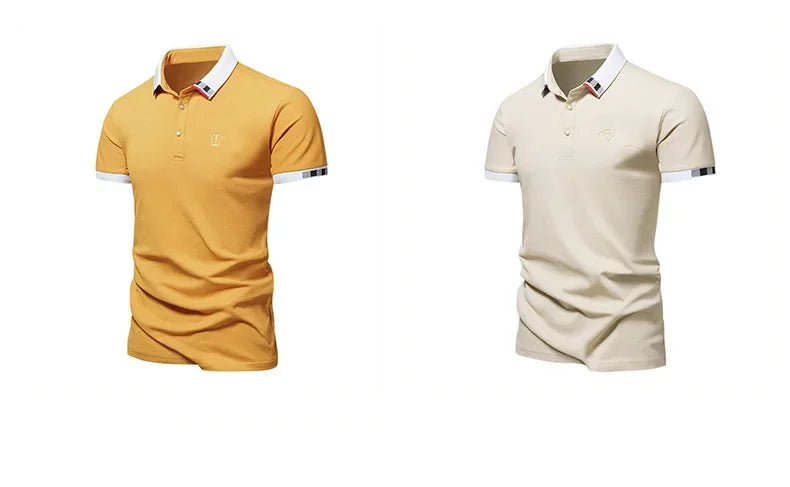 2024 Summer New Men's Pure Cotton Short sleeved T-shirt for Men's High end Casual Lapel Half Sleeved Polo Shirt Men's Top