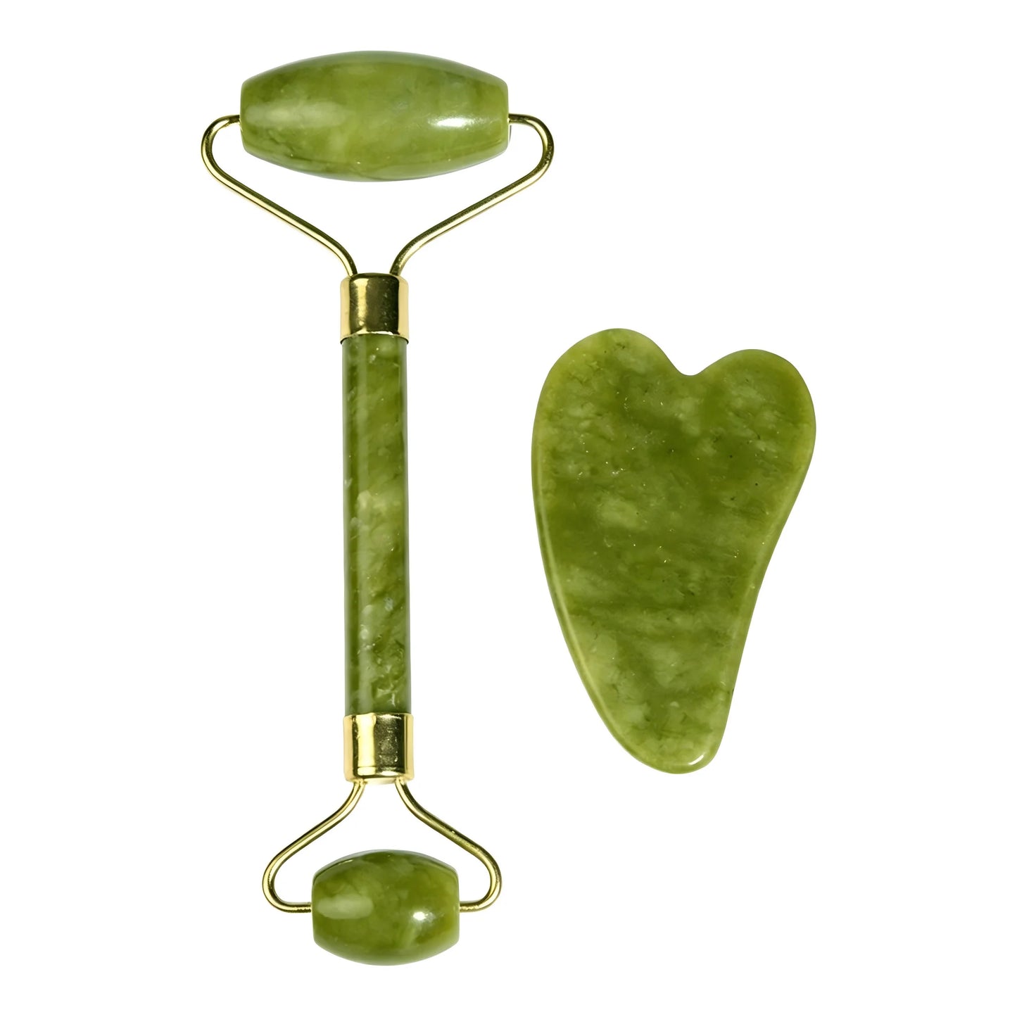 Natural Jade Roller & Gua Sha Board Set Double Head Facial Massager Anti-Aging Skin Care Tool