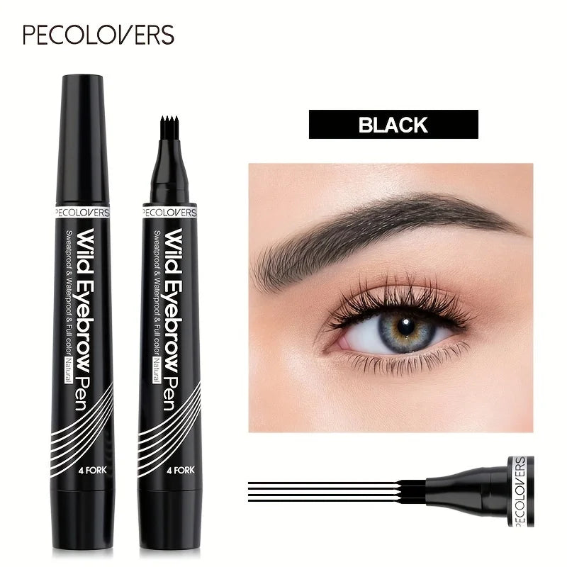 6 Colors 1pc Eyebrow Pen Waterproof 4 Split Tip Eyebrows Pen Eyebrow Tattoo Pen Waterproof Liquid Black Eyebrow Makeup Pencil - PrimeNest