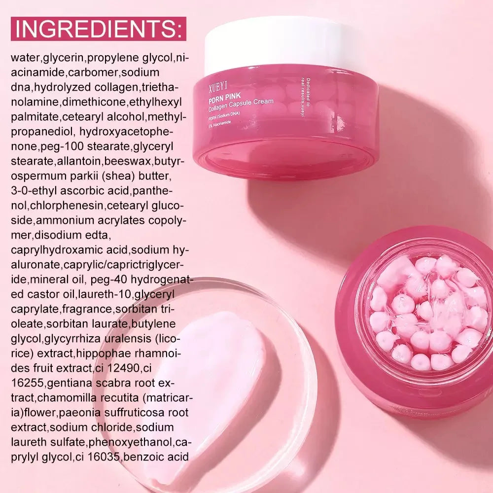 Korean PDRN Pink Collagen Capsule Cream with Niacinamide Cream for Uneven Skin Tone Lightweight Face Moisturizer Non Greasy care - PrimeNest