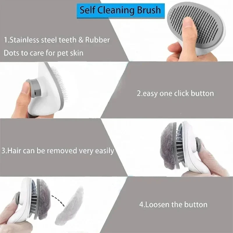 Pet Dog Brush Cat Comb Self Cleaning Pet Hair Remover Brush For Dogs Cats Grooming Tools Pets Dematting Comb Dogs Accessories - PrimeNest