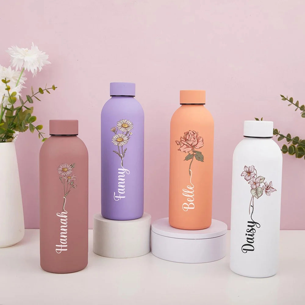Customized floral water bottle, Portable outdoor sports insulated bottle, for outdoor camping, hiking, and travel