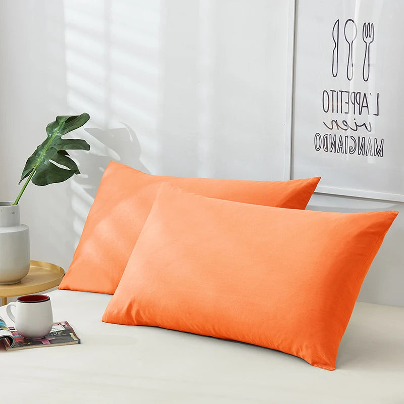 Cotton Pillowcase High-Quality Envelope Pillowcover Solid Color Bedding Sleep Pillow Case 40x40 50x90 Cushion Cover