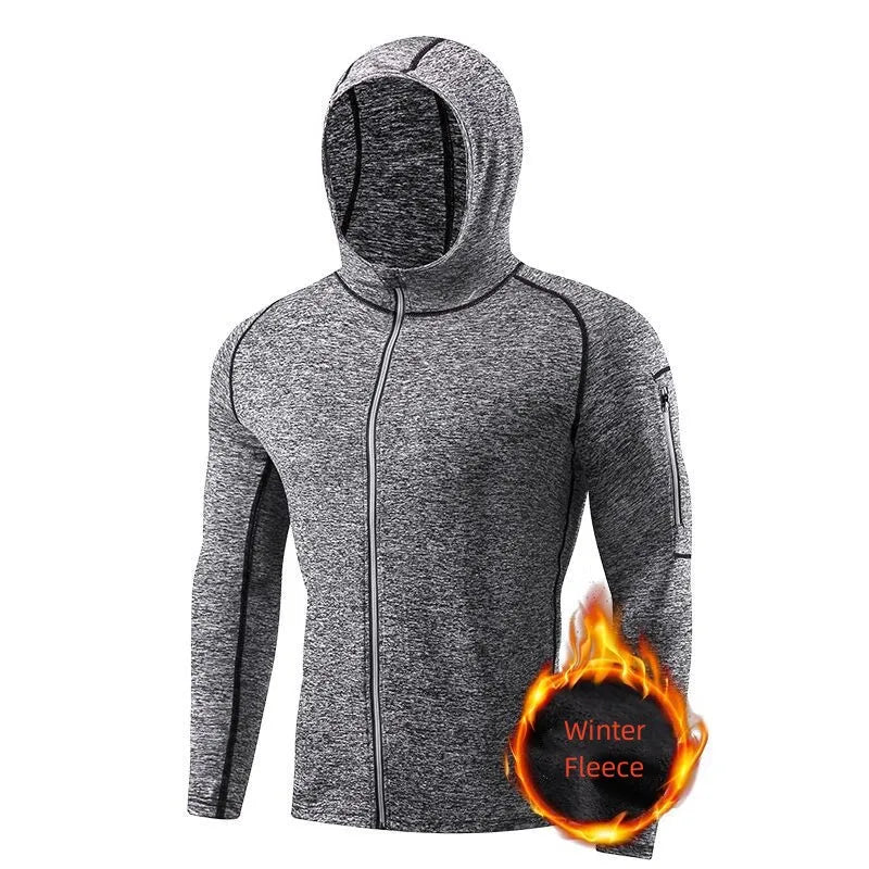 Men Fleece Lined Compression Shirt Long Sleeve Thermal Running Gym Fitness Breathable Sports Top-3