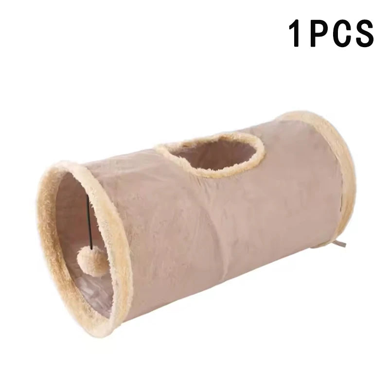 Pet Cat Plush Tunnel Foldable Suede Channel Toy for Self Entertainment and Relaxation Cat Toy Suitable for Cats to Play at Home - PrimeNest