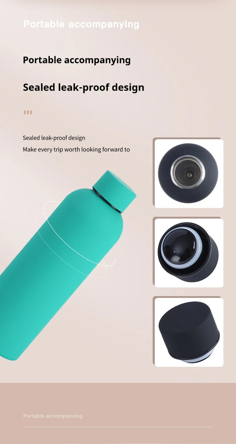 500ML Large Capacity Insulated Water Bottle Stainless Steel Vacuum Flask American Style Small Mouth Sports Insulated Coffee Mug