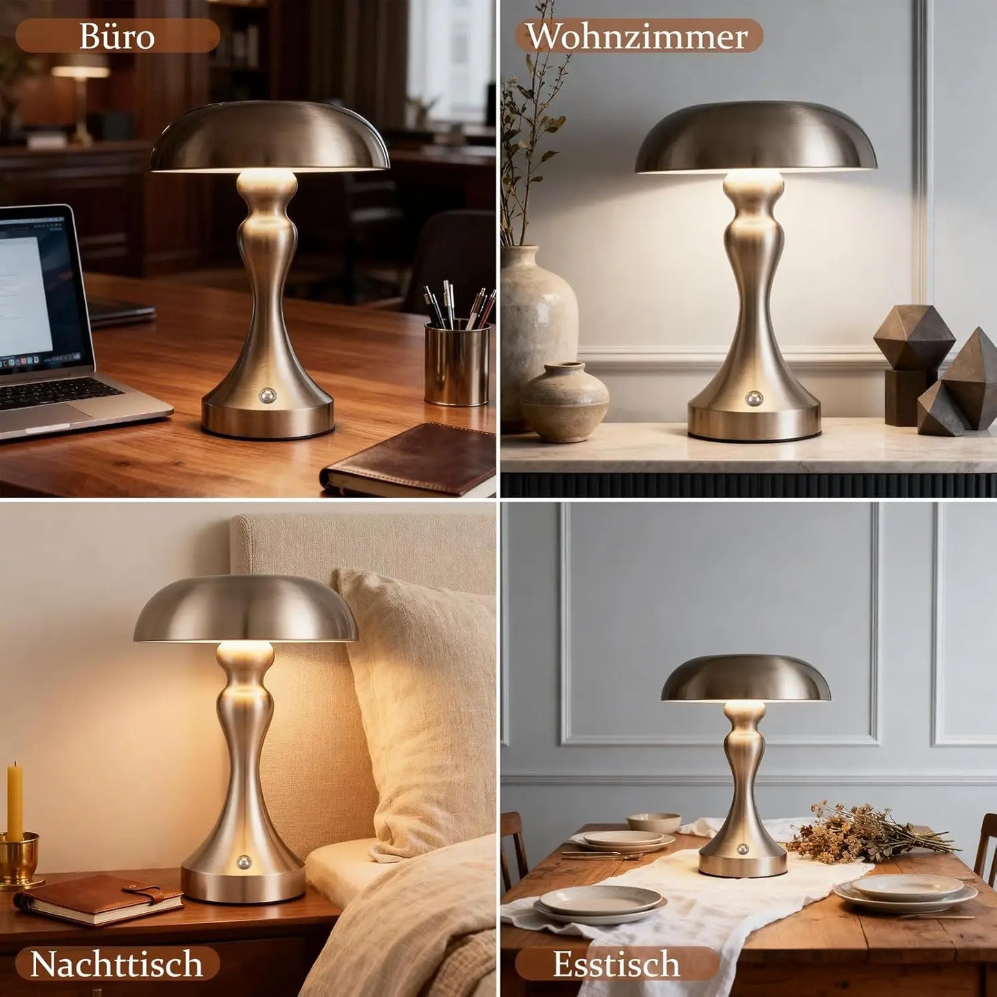 Table lamp, wireless battery-powered bedside lamp, LED table lamp, touch‑dimmable, retro vintage lamp with USB rechargeable nickel battery, table lamps for windowsill, living room, bedroom