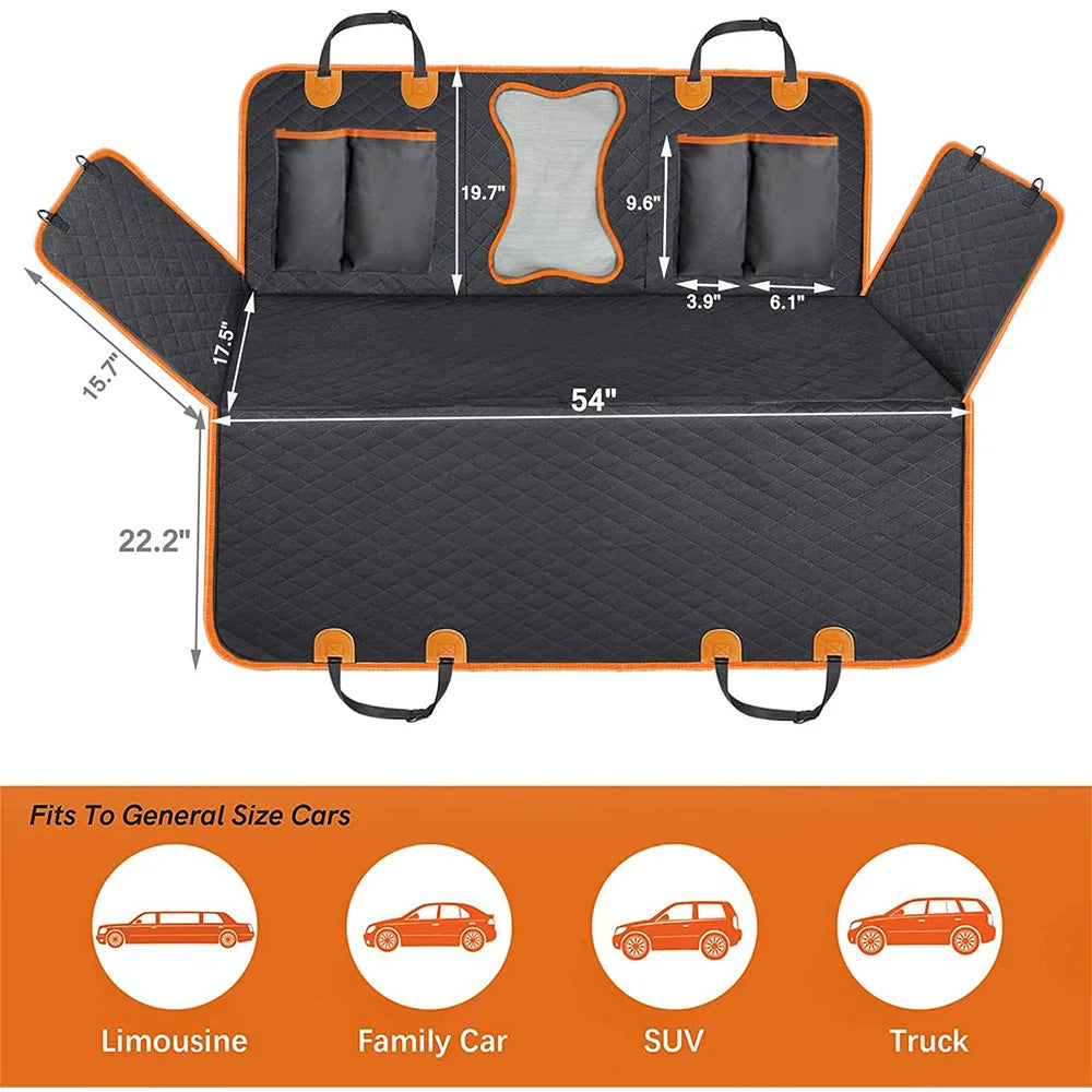 Waterproof Pet Car Seat Cover with Mesh Window (Plaid)